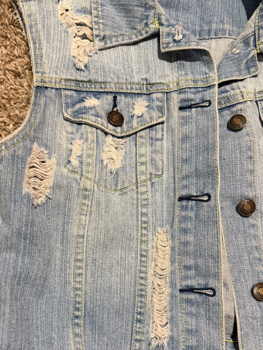 Rue21 Y2K Light Blue Distressed Denim Vest - Picture 4 of 5